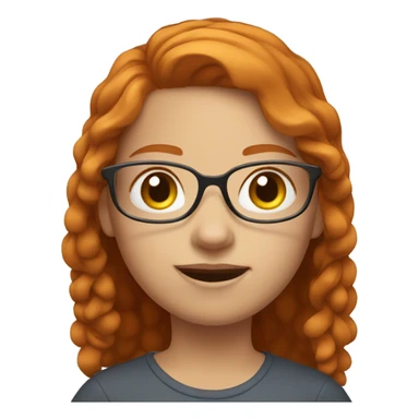 ginger haired girl with brown eyes, white skin and transparent glasses sticker