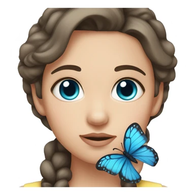 girl with brown hair, large gray-blue eyes, medium eyebrows, butterfly lips, electrolysis master sticker