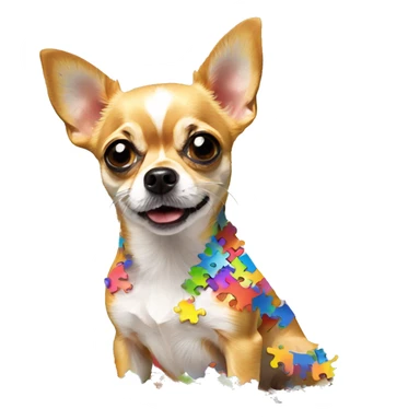 confused chihuahua made out of rainbow jigsaw puzzle pieces sticker