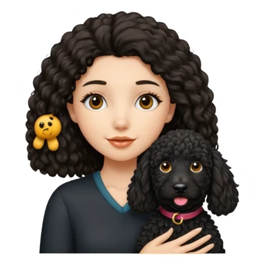 Girl with a black golden doodle  sticker