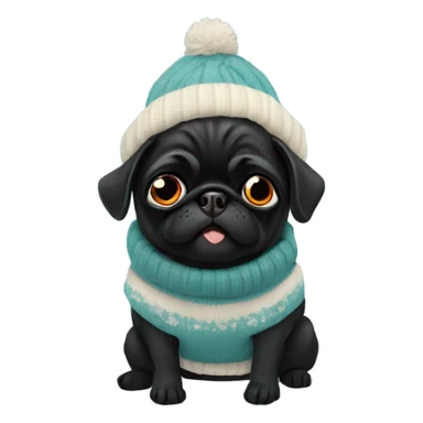 Black pug weather sweater sticker