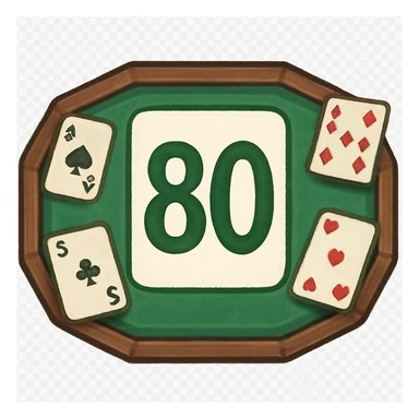 Edit the image to have a white background behind the number in the center of the 80 table, while keeping the rest transparent. Maintain the original style as much as possible. sticker