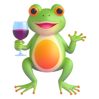 cartoon frog with a wine glass sticker