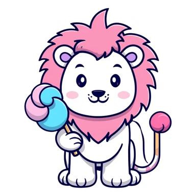 Lion with cotton candy mane and star patterns sticker