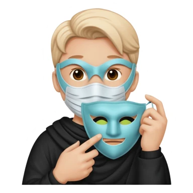 one big 😔 who holds a 😄 mask sticker