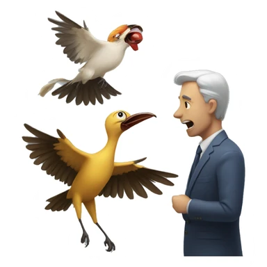 A bird hitting a man  sticker