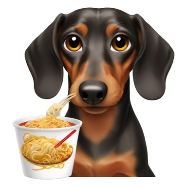 Dachshund eating cup ramen  sticker