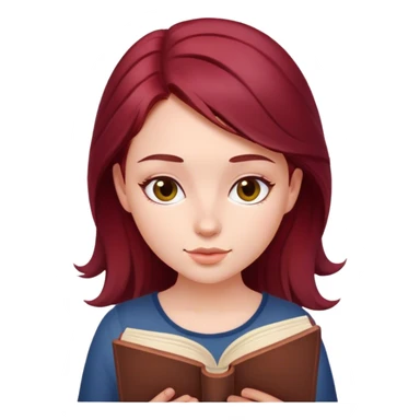 A beautiful, burgundy haired girl reading a book sticker
