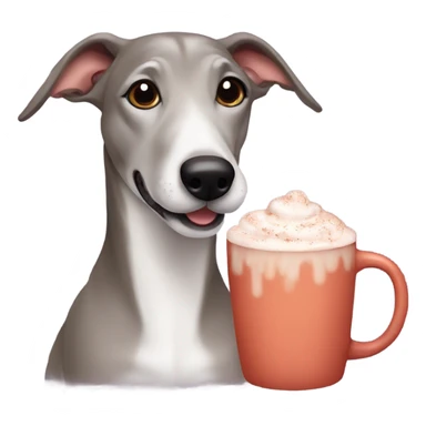 Cute greyhound with hot cocoa sticker