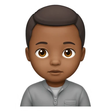 Black baby with straight face in a grey jumpsuit sticker