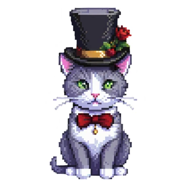 cat with a tophat sticker