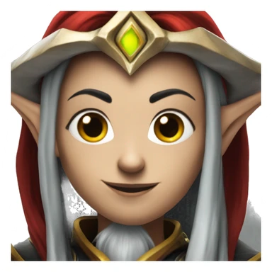 High elf from world of warcraft, with black red hair, smoking sticker