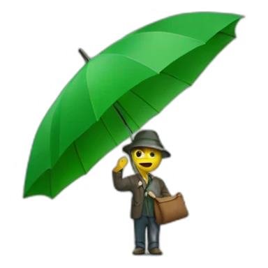 Man holding green umbrella  sticker