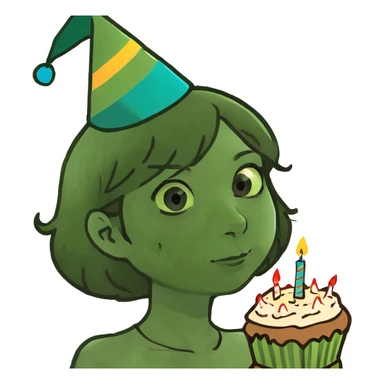 Girl with brown hair and birthday hat  sticker