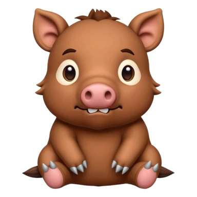 Chibi style stuffed animal boar. I has buttons for eyes and exaggerated stitching sticker