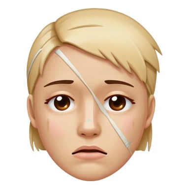 Face with bandaid and bruise showing emotional pain sticker
