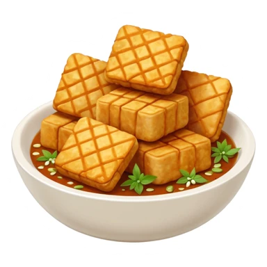 tofu tempe fried snacks fritters in a white bowl white sambal sticker