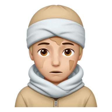 A person with headaches and a cold pad on the head sticker