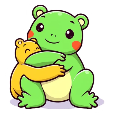 Rana abrazando a un oso sticker
