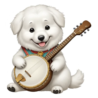 great pyrenees playing the banjo  sticker