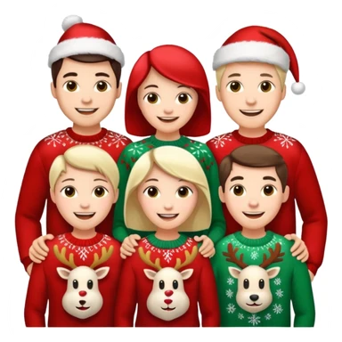 Family in   Christmas dressing sticker