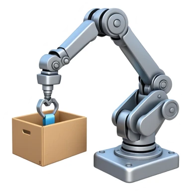 robot arm which is picking block in box sticker