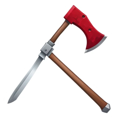 Minecraft hoe with brown handle and ruby red blade sticker