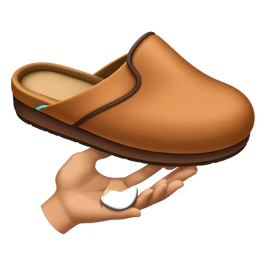 Hand holding a slipper sticker