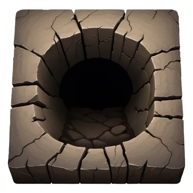 A deep hole in the ground, symbolizing a gap or depression sticker