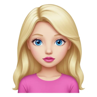 blonde girl blue eyes big pink lips bimbo pink top diva long hair  sticker