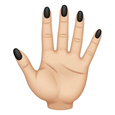 emoji icon of a human hand, slightly clenched, Each3 of 5 finger has a small black minimalist tattoo: 8 on the first finger, 1 on the middle finger, 2 on the third finger. Simple thin line tattoos, no shading. Flat emoji style, simplified hand shape, neutral skin tone, clean outlines,  sticker