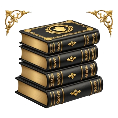 5 black gothic books on top sticker