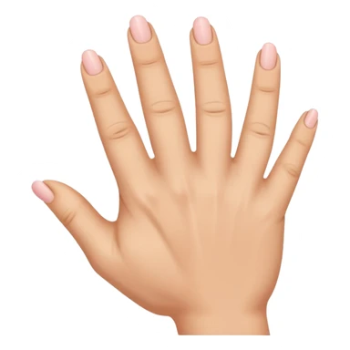 there's a space between thum and index finger. While index, middle, and ring finger are close to each other and there's also a space between ring and pinky finger. sticker