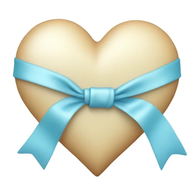 cream heart with a light blue ribbon tied around it  sticker