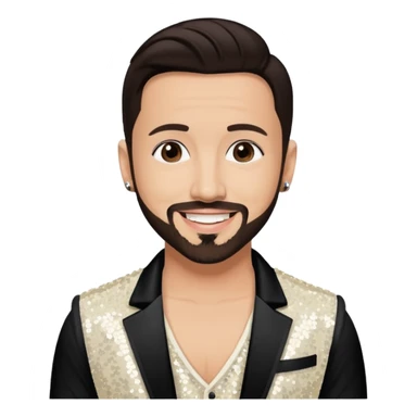 AJ McLean from Backstreet Boys with dark brown hair, ivory sequin outfit sticker