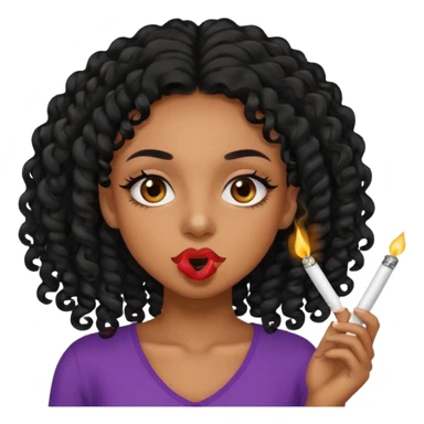 Black girl with eyelashes and curly hair smoking weed with it in her mouth sticker