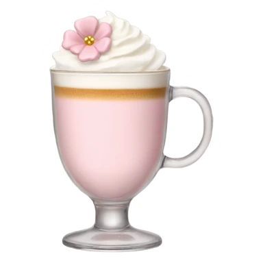 Light Pink latte classy in glass with flower sticker