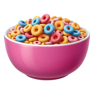 froot loops in a pink bowl, no spoon or milk sticker