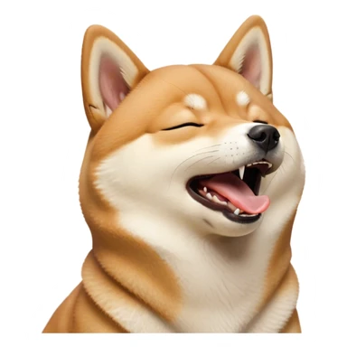 Cinematic Cute Yawning Shiba Inu Portrait Emoji, Head tilted slightly with a dramatic, wide-open yawn, showcasing a vibrant fur with a soft creamy underbelly, floppy ears slightly drooping, round brown eyes barely open in drowsy contentment, Simplified yet irresistibly adorable features, highly detailed, glowing with a soft, cozy glow, high shine, relaxed yet expressive, stylized with a touch of whimsy, bright and endearing, soft glowing outline, capturing the essence of a sleepy yet affectionate companion, so drowsy it feels like it could stretch out of the screen and curl up for a nap! sticker