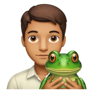 man and a forg sticker