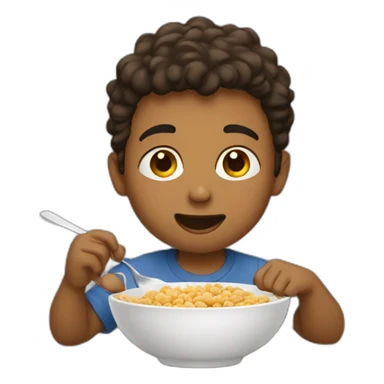 boy eating cereal sticker