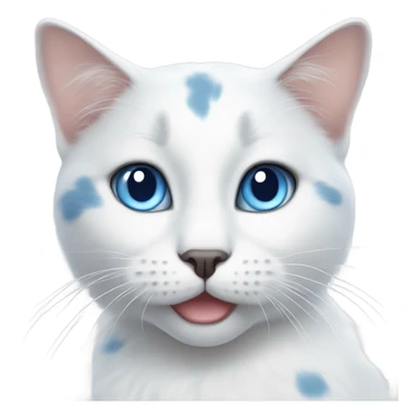 white cat with blue eyes and grey spots sticker