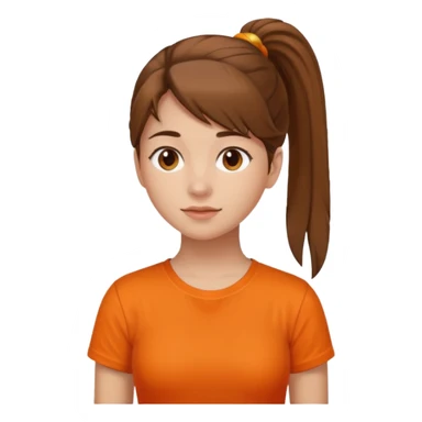 brown hair girl with pony tail and orange shirt sticker