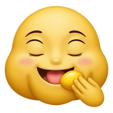 Yellow Emoji with closed eyes and biting lip, air humping full body sticker