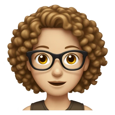 white girl with brown curly hair and glasses sticker