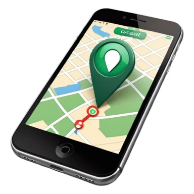 dark green geotag pointing to map on dark green iphone display sticker