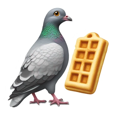 pigeon eating waffle side profile  sticker