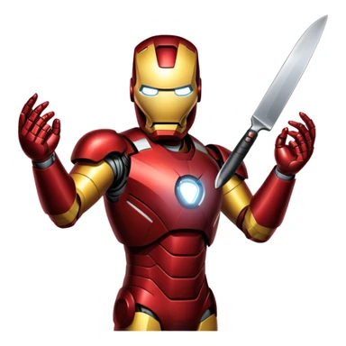 Guy with knife  and thanks with fork iron man with laser beams sticker