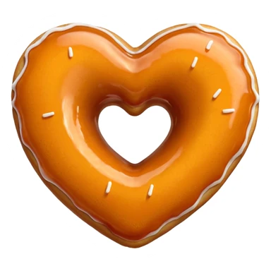 Realistic isolated heart shaped donut with orange & glaze. sticker