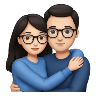 dark haired man with glasses hugging dark long haired woman with glasses sticker